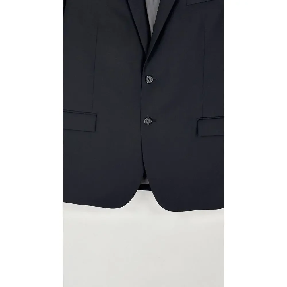 Egara Slim Fit Wool Blazer Suit Jacket Two Button Mens Size 46 Regular Black Tux